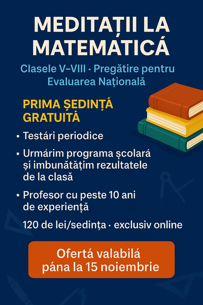 Meditatii matematica online V-VIII. Oriunde in tara